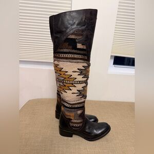 Freebird by Steven Sun Brown and Tan Over the Knee Boots 7 NEW
